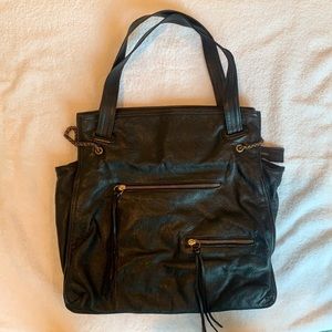 Foley and Corinna Black Leather Bag - large size